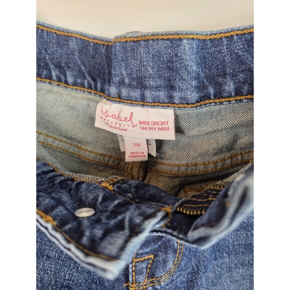 Isabel Maternity by Ingrid & Isabel Women's Jean Shorts Size 10 Denim Side Panel - Picture 5 of 8